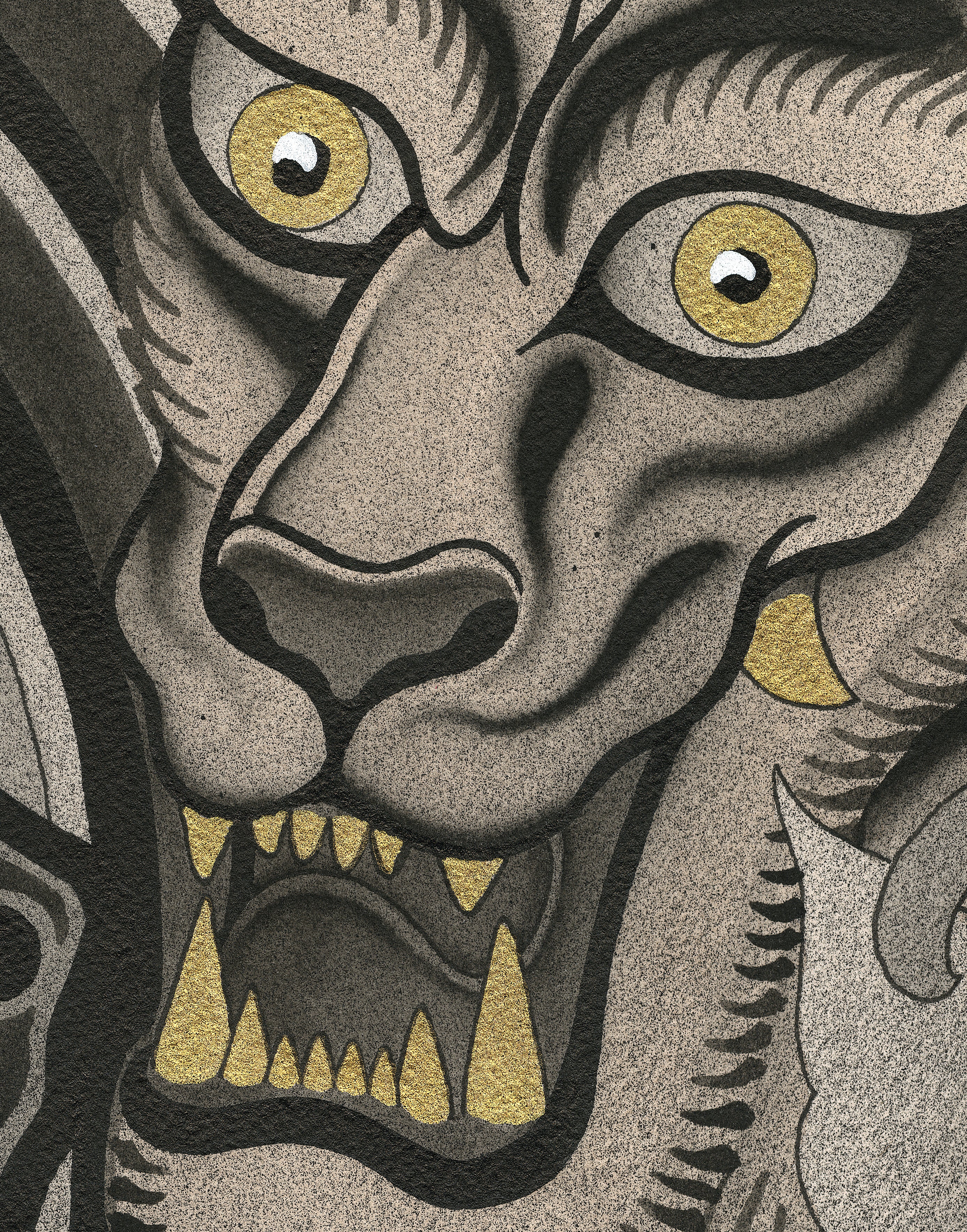 Close-up of High Resolution Flatbed Scan of a drawing artwork by David Sinor
